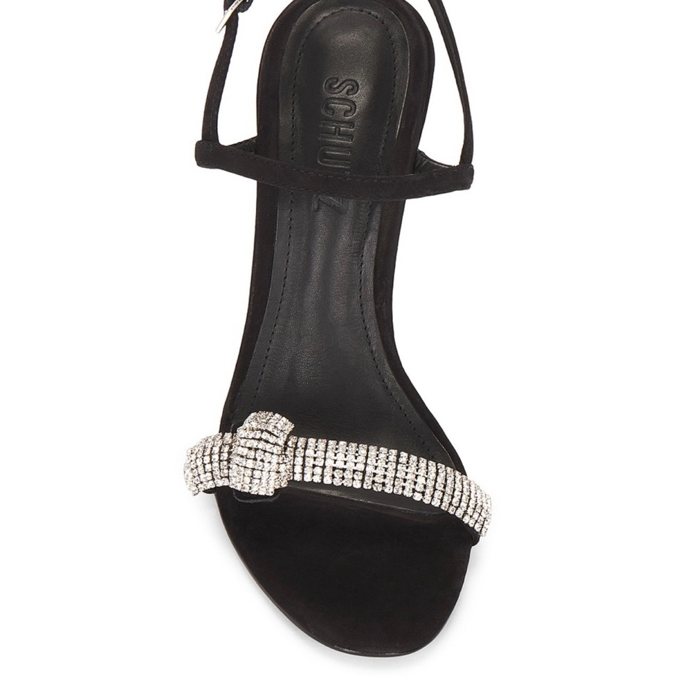 SCHUTZ Black Crystal Knot Strap Heeled Sandals - Picture 11 of 14